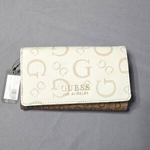 Guess Clutch Wallet White & Cocoa